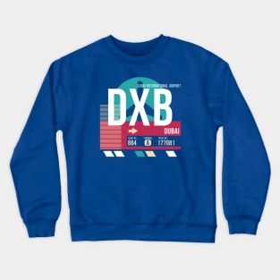 Dubai (DXB) Airport Code Baggage Tag E Crewneck Sweatshirt